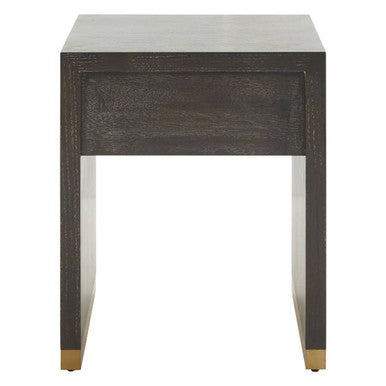 Orsina Grey Shagreen Side Table – Gold Base 1-Drawer Nightstand