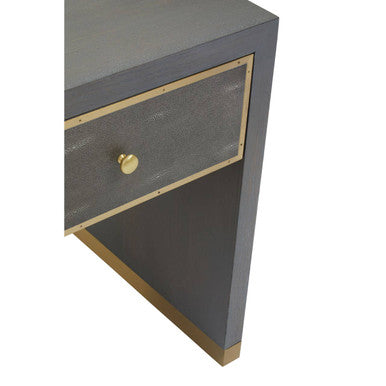 Orsina Grey Shagreen Side Table – Gold Base 1-Drawer Nightstand