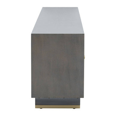 Orsina Grey Shagreen Media Unit – Modern TV Stand with Gold Detail