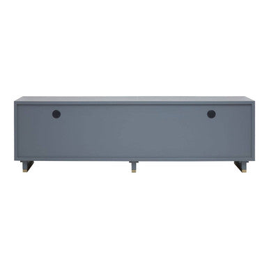 Orsina Grey Shagreen Media Unit – Modern TV Stand with Gold Detail