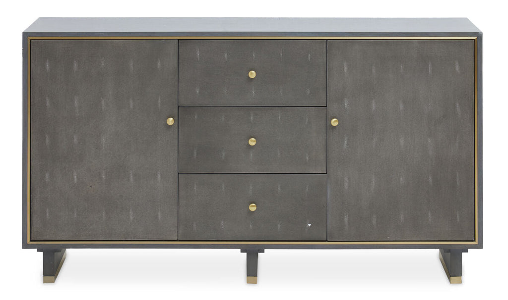 Orsina Deskey Grey Shagreen Sideboard – 3 Drawer Storage Cabinet