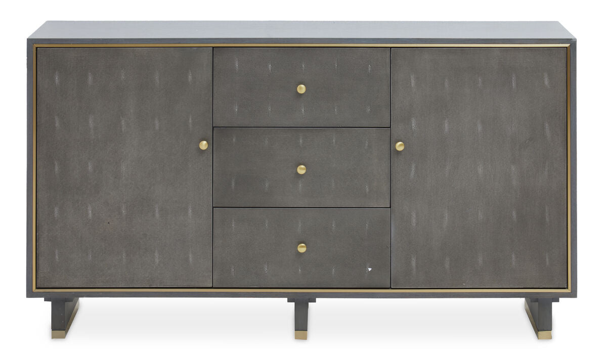 Orsina Deskey Grey Shagreen Sideboard – 3 Drawer Storage Cabinet