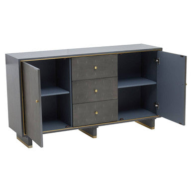Orsina Deskey Grey Shagreen Sideboard – 3 Drawer Storage Cabinet