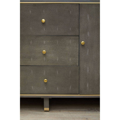 Orsina Deskey Grey Shagreen Sideboard – 3 Drawer Storage Cabinet