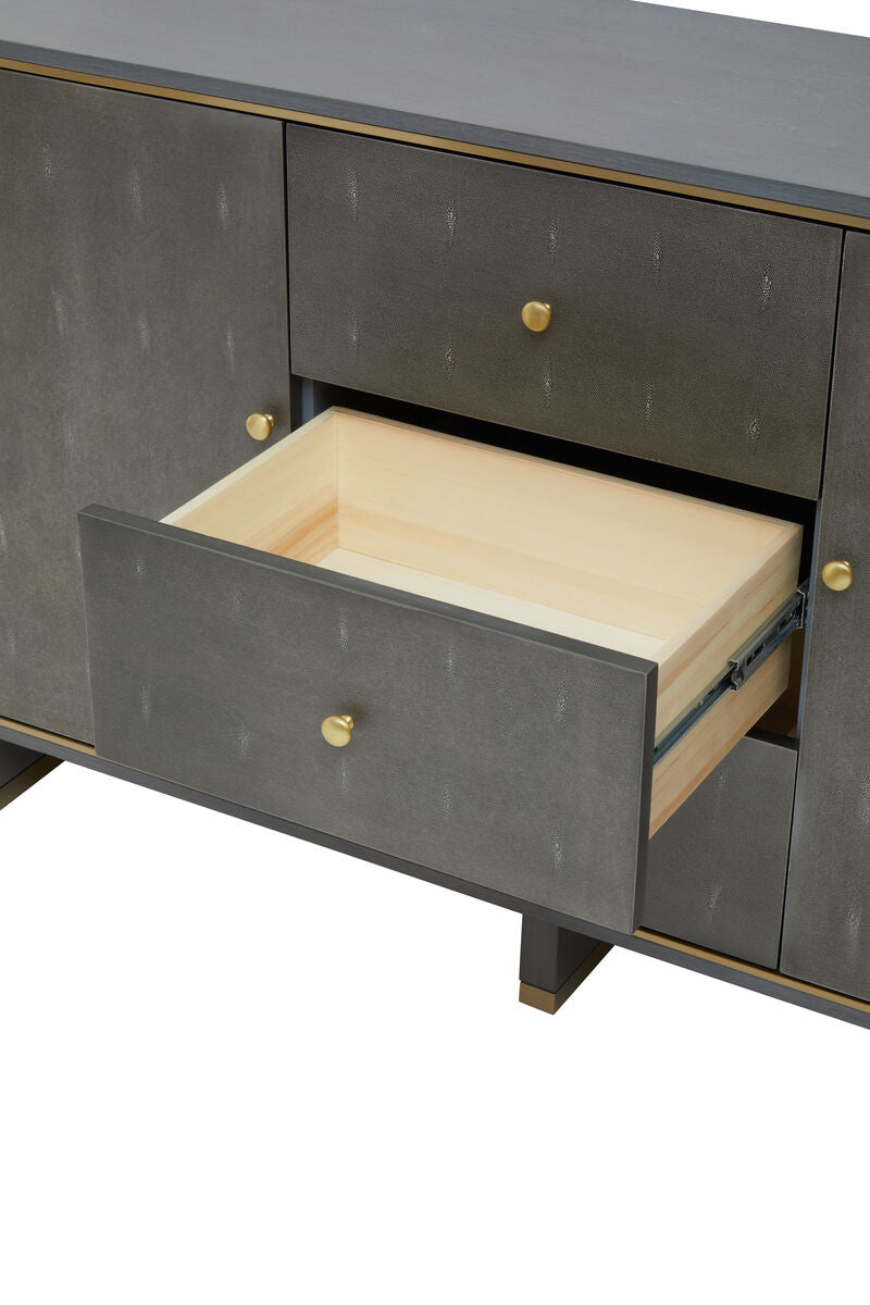 Orsina Deskey Grey Shagreen Sideboard – 3 Drawer Storage Cabinet