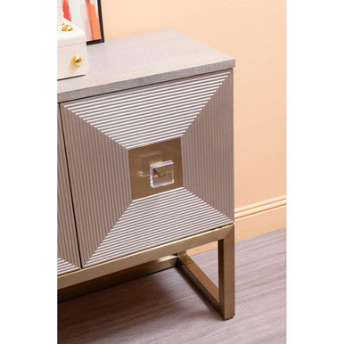 Orsina Duvali Art Deco Sideboard – Champagne Silver & Ash Grey Buffet