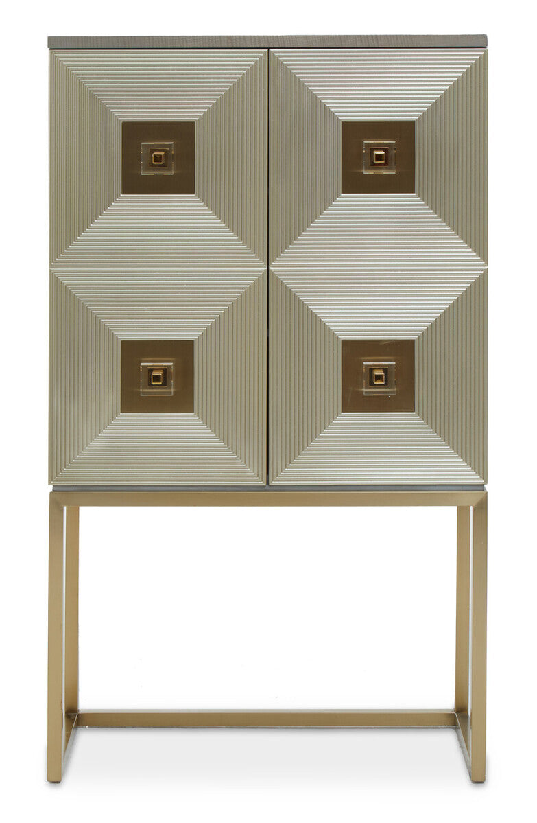 Orsina Duvali Two Door Cabinet – 3D Facade Storage Buffet in Ash Grey