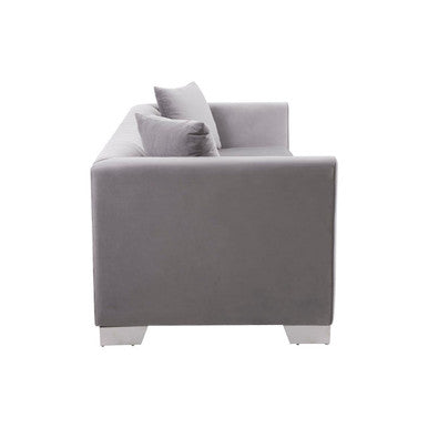 Orsina Rashika 3 Seater Grey Velvet Sofa with Herringbone Tufting
