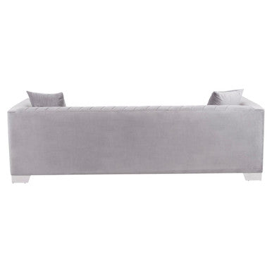 Orsina Rashika 3 Seater Grey Velvet Sofa with Herringbone Tufting