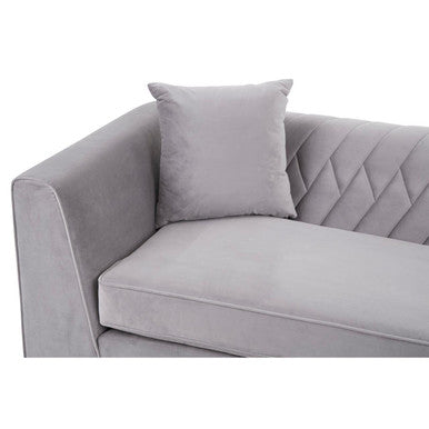 Orsina Rashika 3 Seater Grey Velvet Sofa with Herringbone Tufting