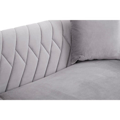 Orsina Rashika 3 Seater Grey Velvet Sofa with Herringbone Tufting