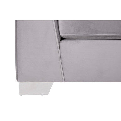 Orsina Rashika 3 Seater Grey Velvet Sofa with Herringbone Tufting