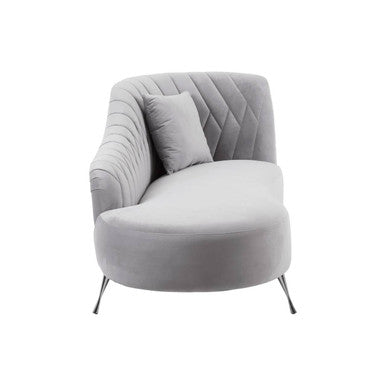 Orsina Rene Grey Velvet Right Hand Chaise Longue | Tufted Lounge Chair