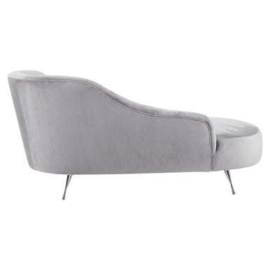Orsina Rene Grey Velvet Right Hand Chaise Longue | Tufted Lounge Chair