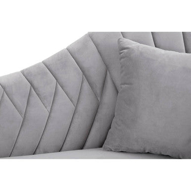 Orsina Rene Grey Velvet Right Hand Chaise Longue | Tufted Lounge Chair