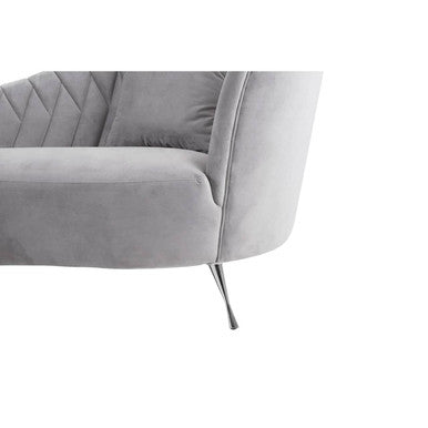 Orsina Rene Grey Velvet Right Hand Chaise Longue | Tufted Lounge Chair