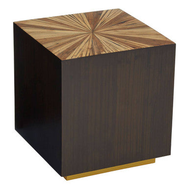 Orsina Gabelle Ebony Bamboo Square Side Table – Brown and Gold