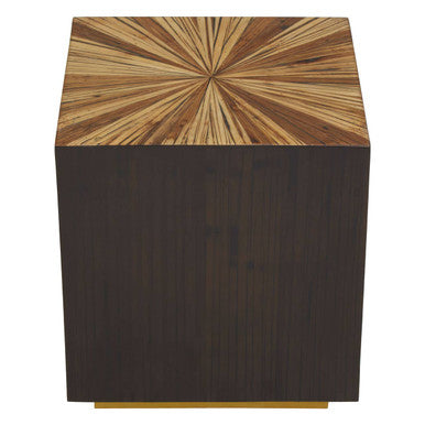Orsina Gabelle Ebony Bamboo Square Side Table – Brown and Gold