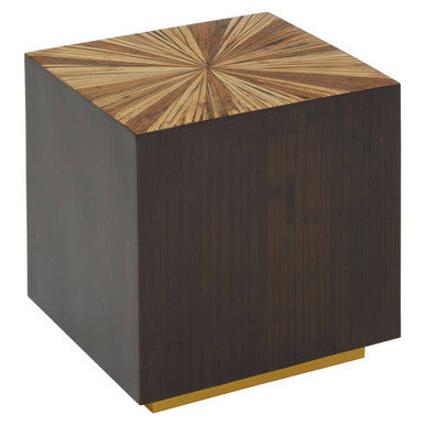 Orsina Gabelle Ebony Bamboo Square Side Table – Brown and Gold