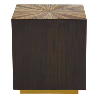 Orsina Gabelle Ebony Bamboo Square Side Table – Brown and Gold