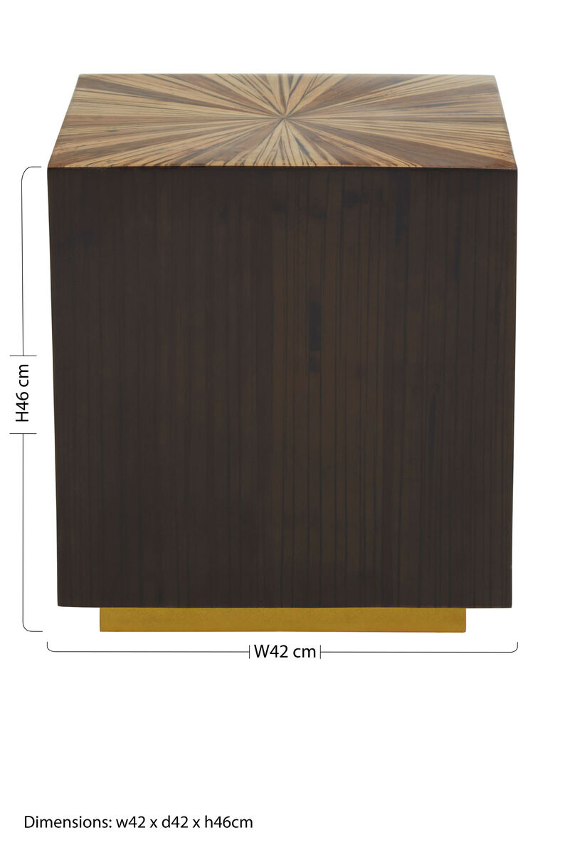Orsina Gabelle Ebony Bamboo Square Side Table – Brown and Gold