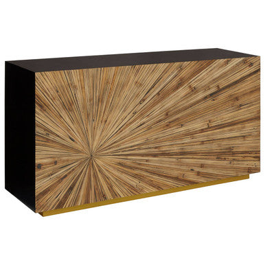 Orsina Gabelle Bamboo Console Table – Ebony Sunburst Accent Table