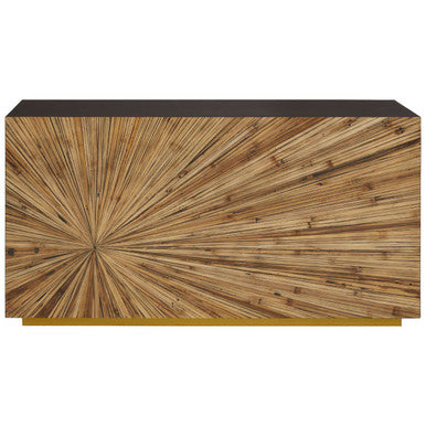 Orsina Gabelle Bamboo Console Table – Ebony Sunburst Accent Table