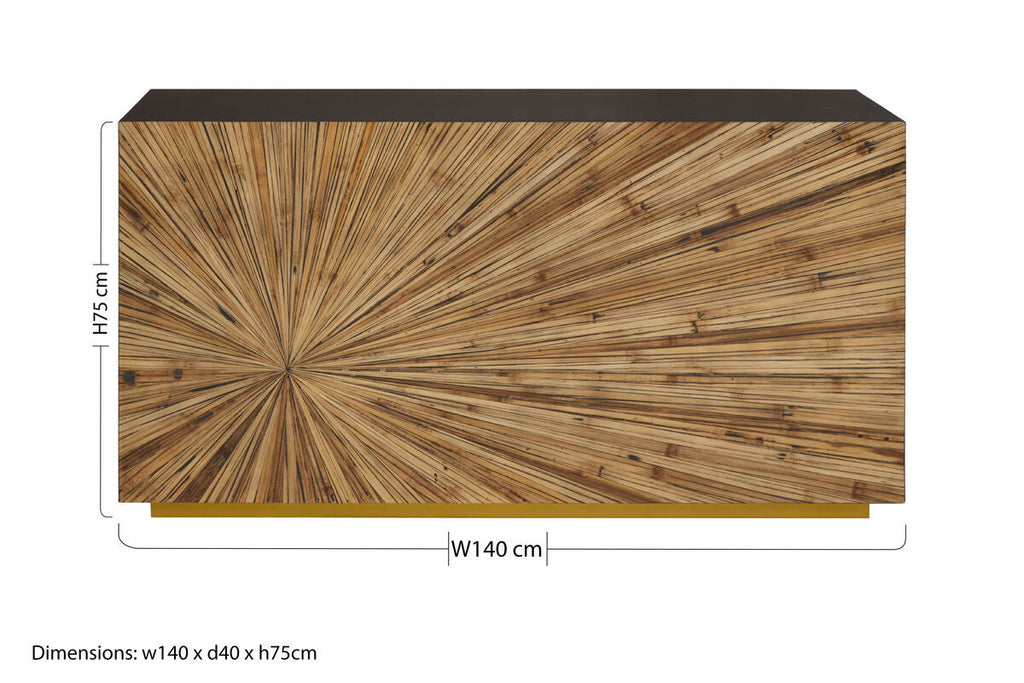 Orsina Gabelle Bamboo Console Table – Ebony Sunburst Accent Table
