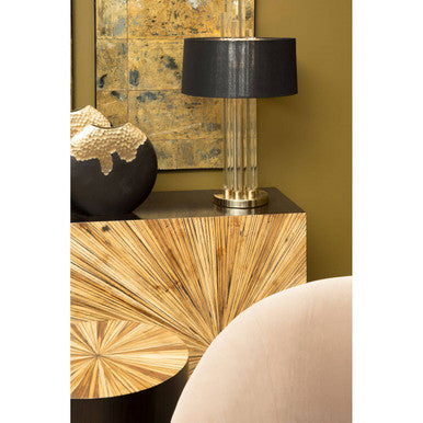 Orsina Gabelle Bamboo Console Table – Ebony Sunburst Accent Table