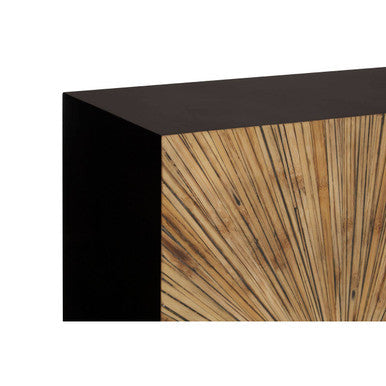 Orsina Gabelle Bamboo Console Table – Ebony Sunburst Accent Table