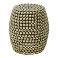Orsina Templar Gold Beaded Iron Stool and Side Table – Sculptural Decor