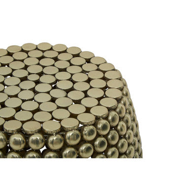 Orsina Templar Gold Beaded Iron Stool and Side Table – Sculptural Decor