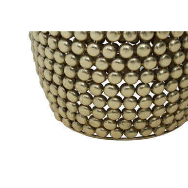 Orsina Templar Gold Beaded Iron Stool and Side Table – Sculptural Decor