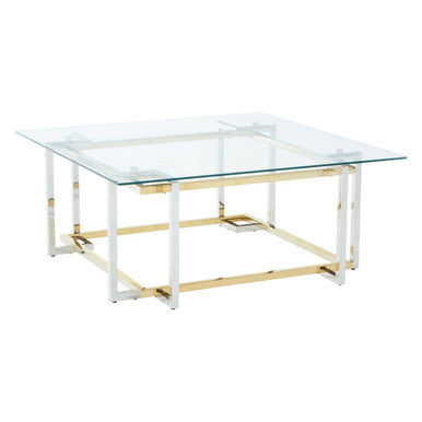 Orsina Elino Glass Coffee Table – Silver and Gold Stainless Steel