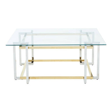 Orsina Elino Glass Coffee Table – Silver and Gold Stainless Steel