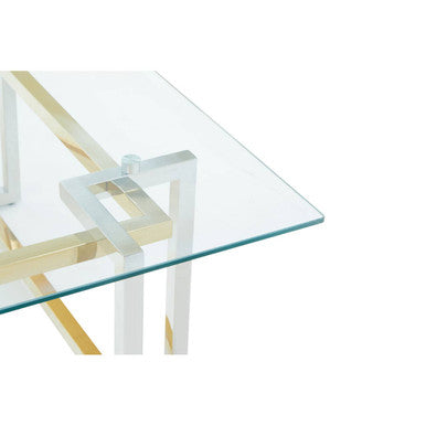 Orsina Elino Glass Coffee Table – Silver and Gold Stainless Steel