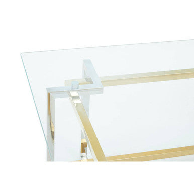 Orsina Elino Glass Coffee Table – Silver and Gold Stainless Steel