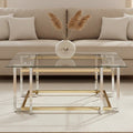 Orsina Elino Glass Coffee Table – Silver and Gold Stainless Steel