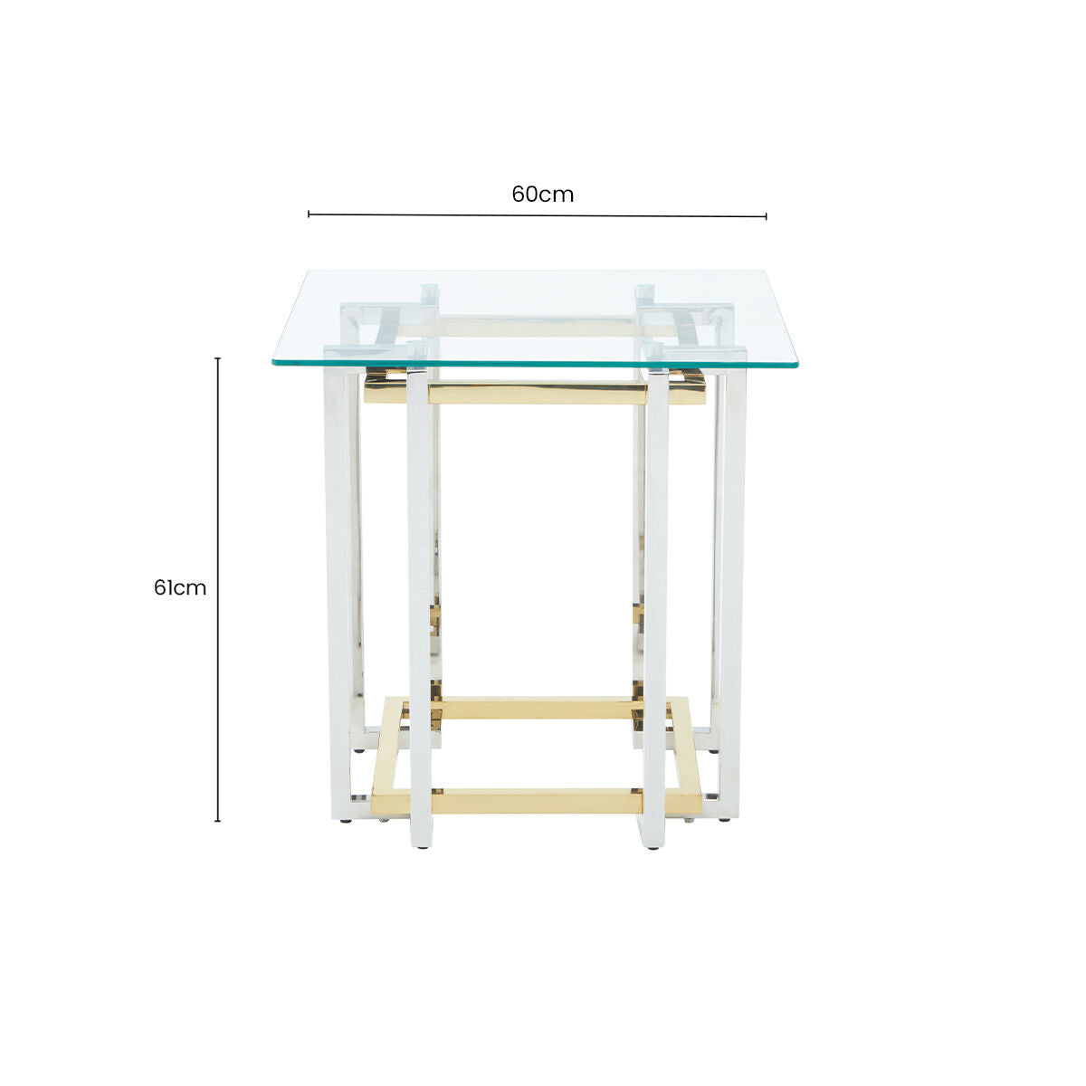 Orsina Elino Side Table – Silver and Gold Glass Top End Table