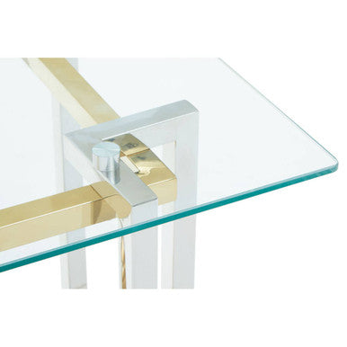 Orsina Elino Side Table – Silver and Gold Glass Top End Table