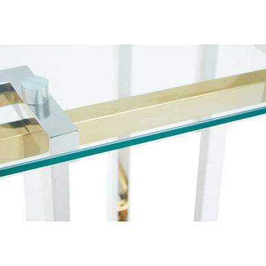 Orsina Elino Side Table – Silver and Gold Glass Top End Table