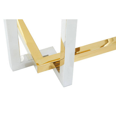 Orsina Elino Side Table – Silver and Gold Glass Top End Table