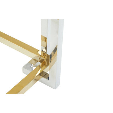 Orsina Elino Side Table – Silver and Gold Glass Top End Table