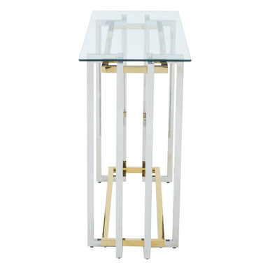 Orsina Elino Glass Console Table – Silver and Gold Stainless Steel