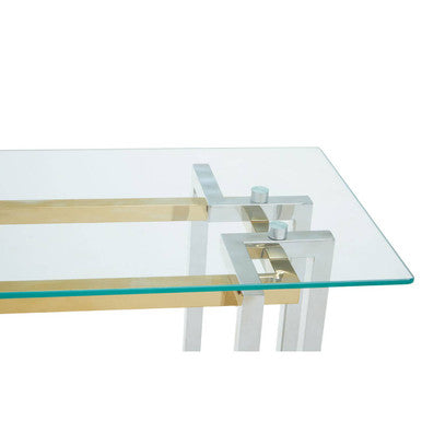 Orsina Elino Glass Console Table – Silver and Gold Stainless Steel