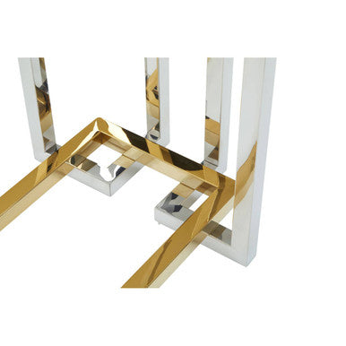 Orsina Elino Glass Console Table – Silver and Gold Stainless Steel