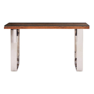 Orsina Kerala Console Table | Sal Wood and Glass with Silver Legs