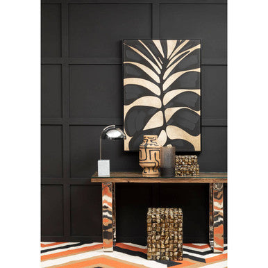 Orsina Kerala Console Table | Sal Wood and Glass with Silver Legs