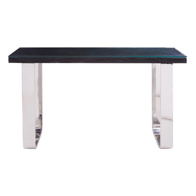 Orsina Kerala Black Wood and Glass Console Table with Silver Legs