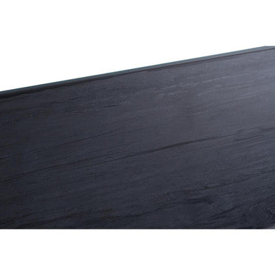 Orsina Kerala Black Wood and Glass Console Table with Silver Legs